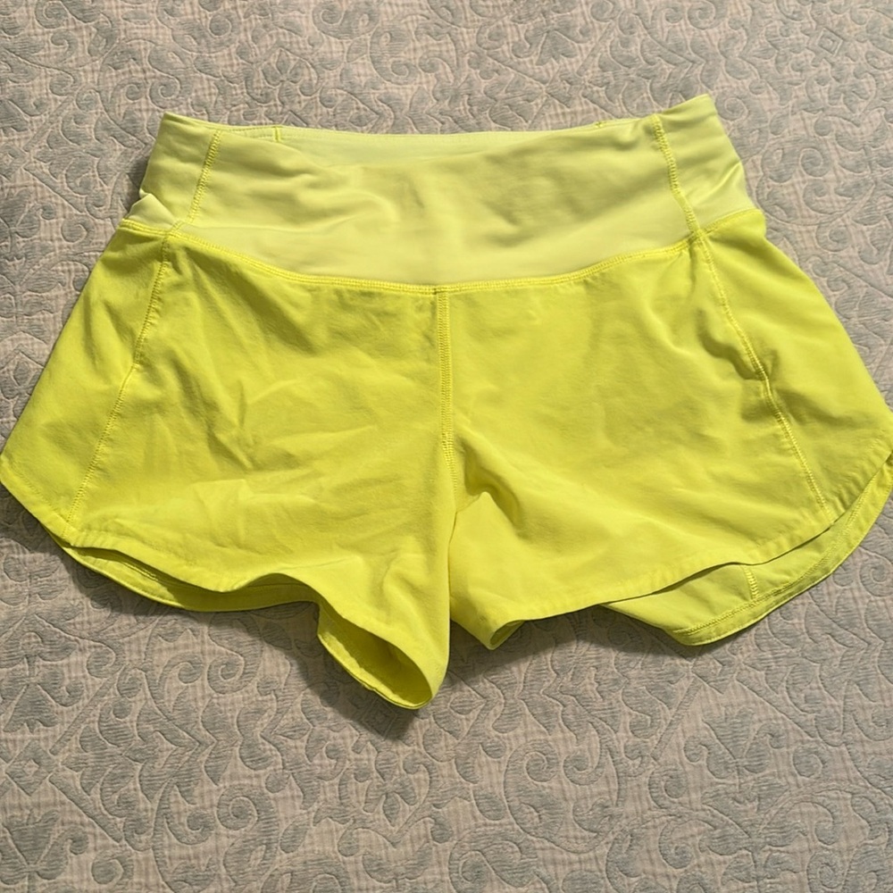 Lululemon Neon Yellow Size 2 Speed Up Shorts